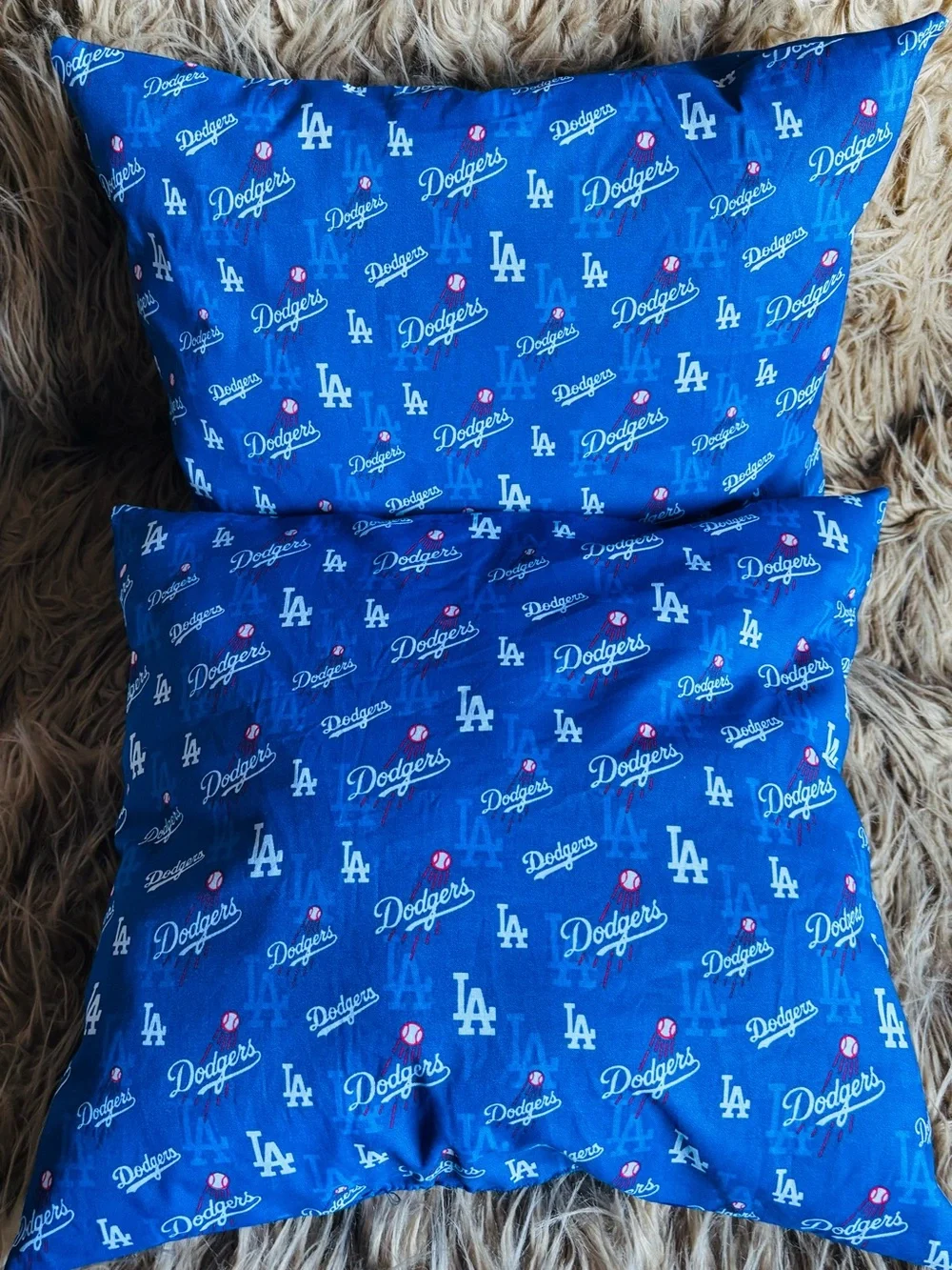 Los Angeles Dodgers Pillow Set Handmade Hard to Find 16”x16” One of a Kind